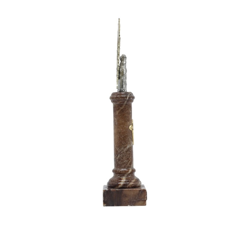 Figura Virgen del Pilar - Columna de Alabastro con Corona de Metal - 30 centímetros