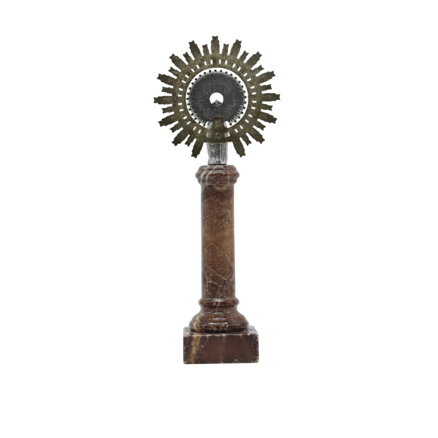 Figura Virgen del Pilar - Columna de Alabastro con Corona de Metal - 30 centímetros