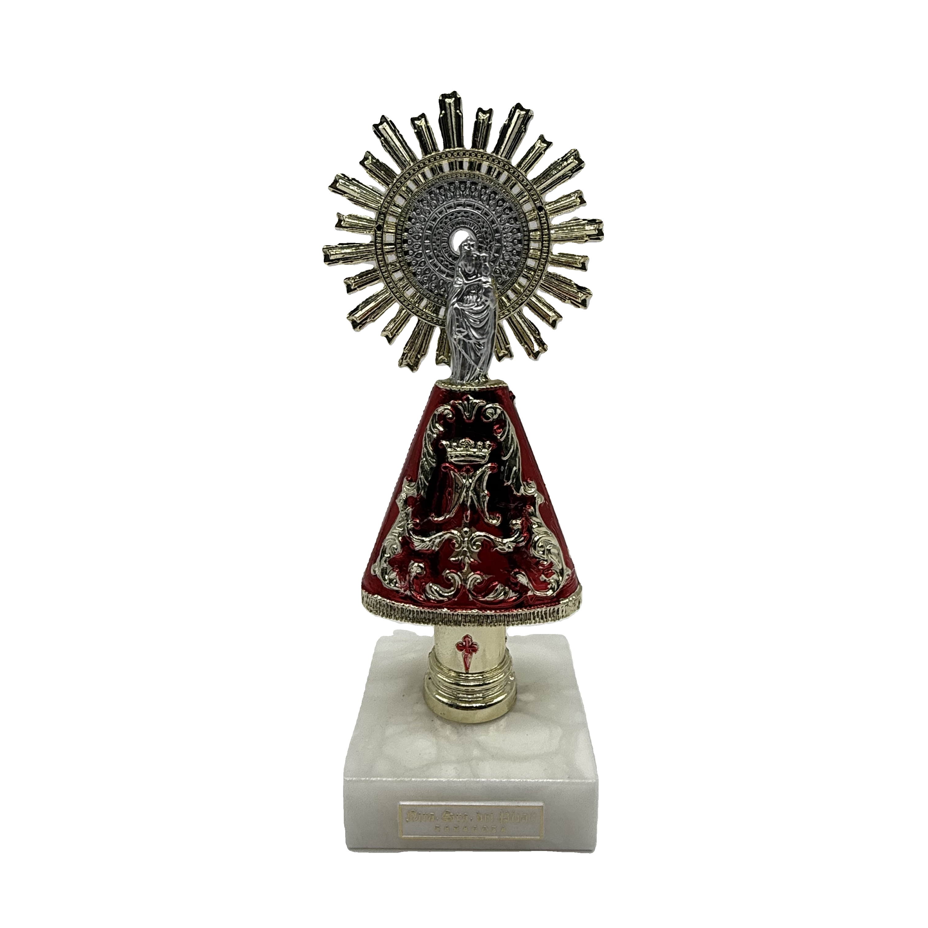 Figura Virgen del Pilar 18cm con Manto Color Rojo