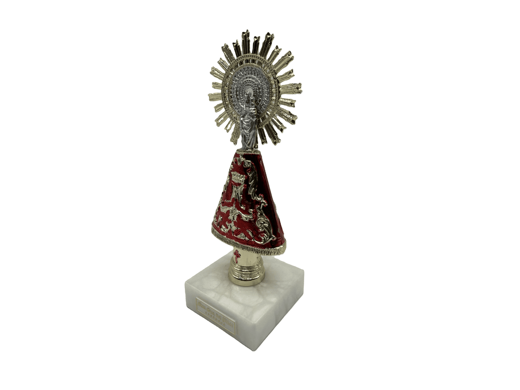 Figura Virgen del Pilar 18cm con Manto Color Rojo