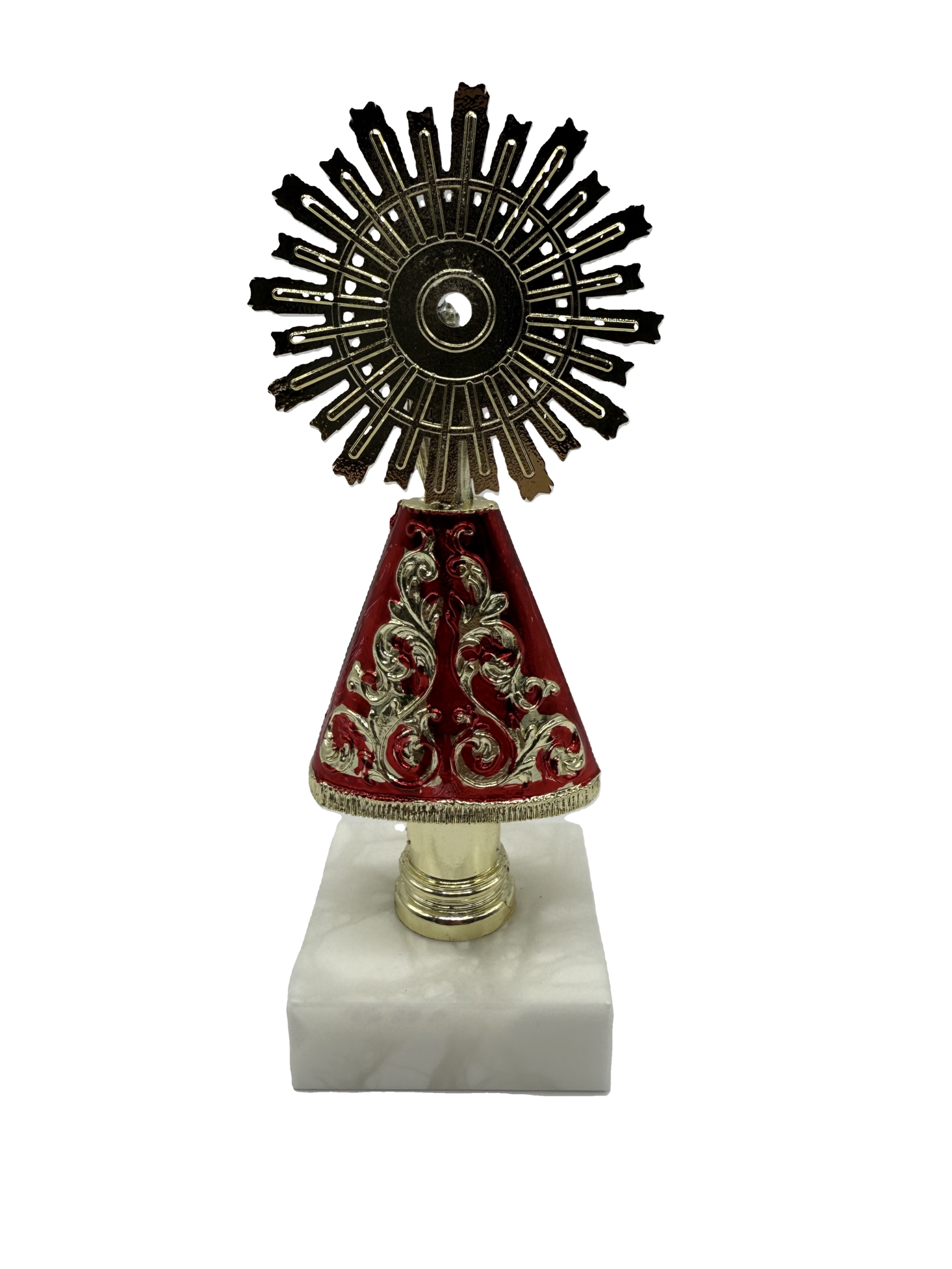 Figura Virgen del Pilar 18cm con Manto Color Rojo