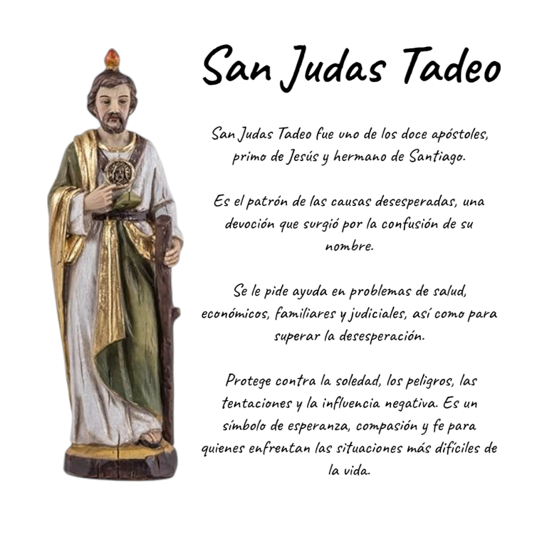 Figura de San Judas Tadeo Pequeña de 13cm - Estatua de Resina con Base para Suerte y Protección